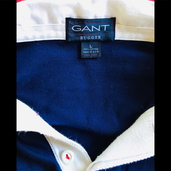 Gant Rugger Red Blue Green White stripe polo shirt - Picture 7 of 11
